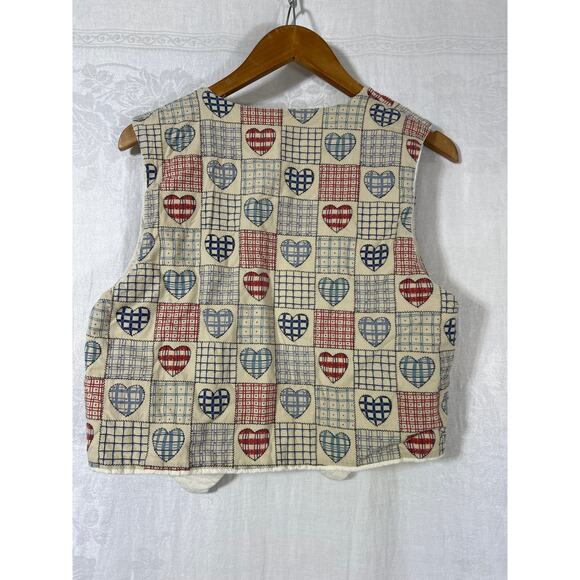 Vintage Vest Small Handmade Reversible Quilted Applique Flowers Cottage Grandma - Picture 10 of 11